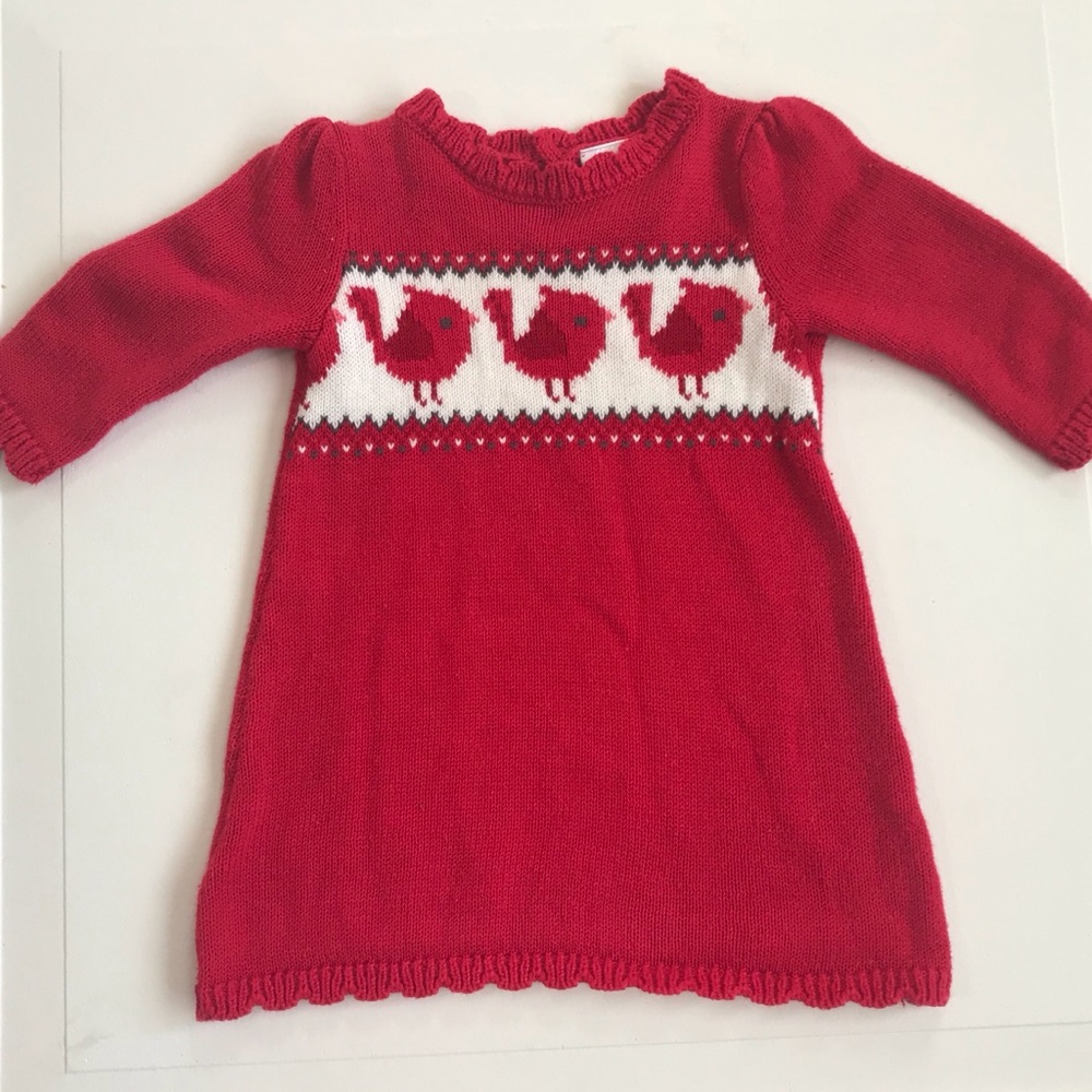 Red Bird Sweater Dress